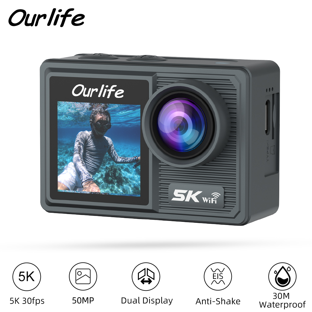 Underwater Fishing Camera 4K - Ourlife Action Camera 5K 4K Bicycle